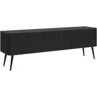 Selsey Ovarlo - TV-Lowboard, Schwarz mit Metallbeinen, 163 cm