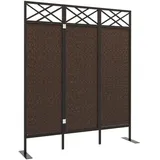 Outsunny Paravent 148 x 181 cm Dunkelbraun Stahl 1 St.