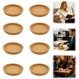 Korkuntersetzer Rund mit Rand, 10.2 cm Kork Untersetzer Absorbierende HitzebestäNdige Runde Kork Untersetzer für BüRo Küche und Esstisch, Holz Matte Tischoberflächenschutz für Meisten Tassen (8)