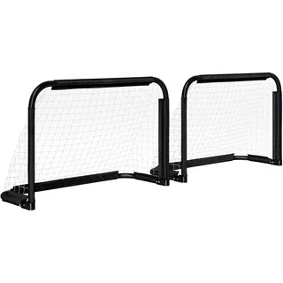 Homcom Fußballtor 2er Set Klappbar Fussballtore mit Metallrahmen für Kinder und Erwachsene, Garten, 90 x 36 x 60 cm,