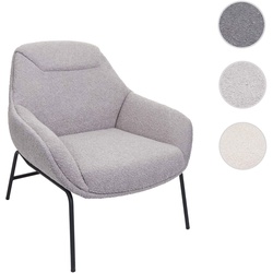 Lounge-Sessel HWC-J77, Cocktailsessel Sessel, Boucl√© Stoff Metall ~ hellgrau