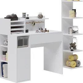 Vicco Schreibtisch, Weiß, 2 Teile, mit Bücherregal