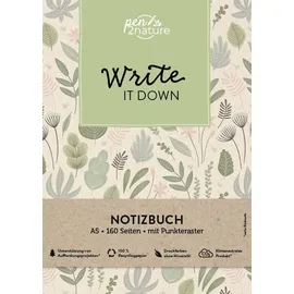 Naumann & Göbel Write It Down Nachhaltiges Notizbuch in A5 mit Hardcover und Pflanzen-Motiv