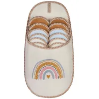 ONVAYA ABS Gästepantoffel, Regenbogen, 6er Set, Antirutsch Sohle Hausschuh beige
