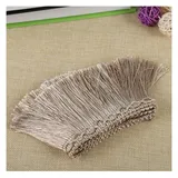 SHTGOI Fransenborte Seide Quastenbesatz 9cm Breit Baumwolle Quaste Fransen Boho Fransenbordüre Vintage Häkelband Spitze Borte Band DIY Zubehör für DIY Kostüme Bekleidung Vorhang Hochzeit 2m Beige