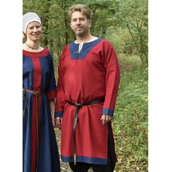 Battle Merchant Wikinger-Kostüm Mittelalterliche Tunika Vallentin, aus Baumwolle, rot/blau rot 48 – M