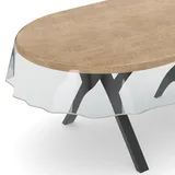 ANRO Transparente Tischdecke Schutzdecke Glasklar Durchsichtig Klarsichtfolie - Marta - 0,3mm Oval 200x140cm Farbe Weiß