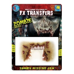 Tinsley Kostüm Kieferloser Zombie 3D FX Transfers, Oscarprämierte Spezialeffekte für Euer Halloween Make-up gelb