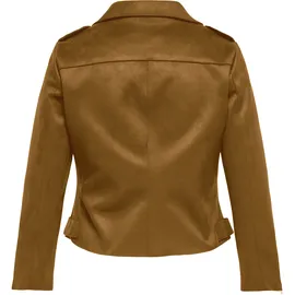 ONLY CARMAKOMA Bikerjacke ONLY CARMAKOMA "CARSHERRY NEW LIFE BONDED BIKER OTW", Damen, Gr. 54, cognac, Web, Obermaterial: 100% Polyester, unifarben, figurbetont, Jacken