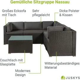 Juskys Nassau Lounge-Set schwarz/grau