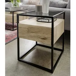 Beistelltisch Sofa modern in Sonoma-Eiche NB Schwarz
