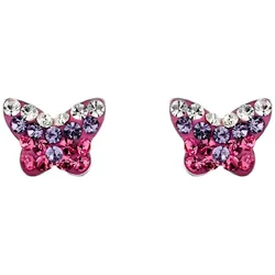 Amor Paar Ohrstecker »Schmetterling, 2036780, 9540709«, mit Glasstein Amor silberfarben-pink-violett + pink-violett