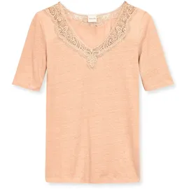 Madeleine Kurzarm Leinen-Shirt mit Spitzenbesatz in pfirsich | Gr.: 42