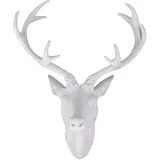 Mojawo XXL Hirschgeweih Hirschkopf Geweih 10-Ender Weiß 48x32x61cm