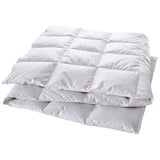 Manteuffel Comfort Leichte Daunendecke - Sommerdecke 155x220 - dünne und leichte Bettdecke für den Sommer - 60% Daunen & 40% Federn Füllge 490g (Weiß,100% Baumwolle)