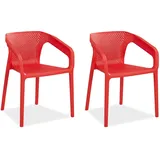 Homestyle4u Gartenstuhl 2er Set in Rot 2685