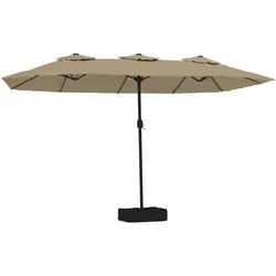 vidaXL Doppel-Sonnenschirm mit LED-Leuchten Taupe 449x245 cm
