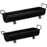 Relaxdays Blumenkasten Dachrinne 61 x 14 x 16,5 cm Schwarz