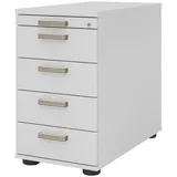 bümö Schreibtisch Schrank abschließbar, Schubladenschrank Holz in grau, Container mit Schubladen - Schubladen Schrank Büro, Schreibtisch Container