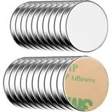 ECENCE Magnete silber, Neodym Magnet, Ø 10 mm , Höhe 1,5 mm, selbstklebend, 20 Stück
