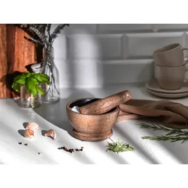 Beliani Mörser und Stößel QENA Mango Holz Braun/Schwarz