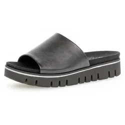 Pantolette GABOR, Damen, Gr. 36, schwarz, Nappaleder, klassisch, Schuhe, Plateau, Sommerschuh, Schlappen in Komfortschuhweite G (=weit)