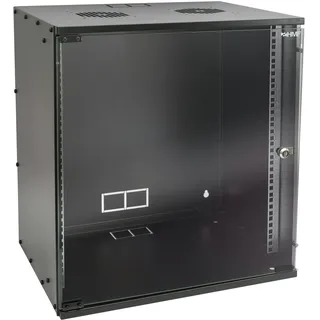 HMF 65712-02 Serverschrank 19 Zoll 12 HE | 400 mm Tiefe | Glastür | Schwarz