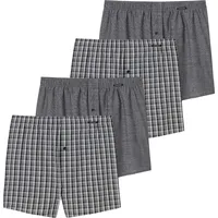 SCHIESSER Schiesser, Herren Web-Boxershorts, 4er Pack - Unterhose, Baumwolle Grau, 4XL