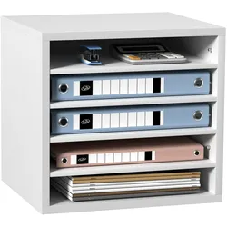 VEVOR 355 x 305 x 330 mm Briefablage Schreibtisch Organizer, 2,3–5,6 cm Einstellbar A4 Stapelbar Quer, Papierablage, Aufbewahrung Schreibtisch Ablagesystem Organisation, Ablage (Weiß, 5 Fächer)