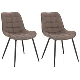 Home Deluxe Polsterstuhl Esszimmer IKALO - 2er Set - Webstoff Grau-Braun