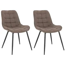 Home Deluxe Polsterstuhl Esszimmer IKALO - 2er Set - Webstoff Grau-Braun