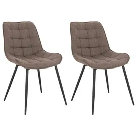 Home Deluxe Polsterstuhl Esszimmer IKALO - 2er Set - Webstoff Grau-Braun