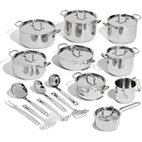 Lagostina Sfiziosa Topf-Set 24-tlg. 5 x Kasserolle + 3 x Topf + Milchtopf + 8 x Deckel + 7 x Küchenutensilien