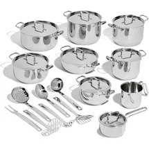 Lagostina Sfiziosa Topf-Set 24-tlg. 5 x Kasserolle + 3 x Topf + Milchtopf + 8 x Deckel + 7 x Küchenutensilien