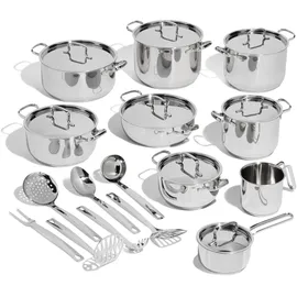 Lagostina Sfiziosa Topf-Set 24-tlg. 5 x Kasserolle + 3 x Topf + Milchtopf + 8 x Deckel + 7 x Küchenutensilien