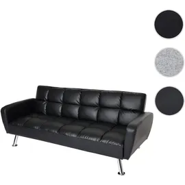 Mendler Schlafcouch Kunstleder 3-Sitzer Schwarz