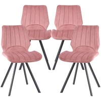 TRISENS Polsterstuhl Chloe (1er Set, 2er Set, 3er Set oder 4er Set, 4 St), Essstuhl mit der gepolsterten Sitzfläche Küchenstuhl in Samt-Optik rosa