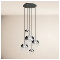 S.LUCE Pendelleuchte Orb 5-flammige Galerielampe Modular Rauch Verlauf, Schwarz