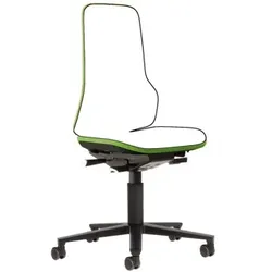 Basis-Stuhl NEON mit Synchrontechnik und Rollen, grau - grün