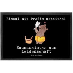 Fußmatte Saunameister aus Leidenschaft – Schwarz – Geschenk, Fußabstreifer, Fu, Mr. & Mrs. Panda, Höhe: 0.5 mm schwarz Ø 0 cm x 80 cm x 60 cm x 0.5 mm