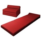 Klappmatratze Premium Klappmatratze mit Kopfteil, sunnypillow, 80x220x10cm Rot, 4-teilige Faltmatratze mit abnehmbarem Bezug rot