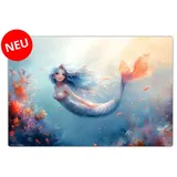 cover-your-desk.de Schreibtischunterlage für Kinder - abwaschbar - Mermaid - 60 x 40 cm - Made in Germany, (1 tlg) blau