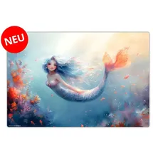 cover-your-desk.de Schreibtischunterlage für Kinder - abwaschbar - Mermaid - 60 x 40 cm - Made in Germany, (1 tlg) blau