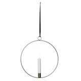 MARELIDA Dekoring mit LED Kerze Flamme - mit Aufhänger - D: 28,5cm Timer Batterie gold