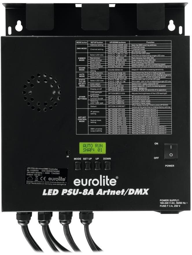 EUROLITE LED PSU-8A Artnet/DMX, Controller für EUROLITE LED Pixel Tubes 360° Slim