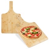 Relaxdays Pizzaschieber Bambus, 2er Set,