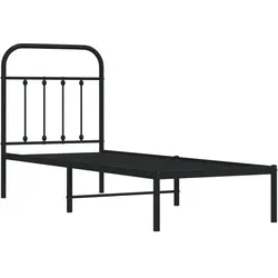vidaXL Bettgestell mit Kopfteil Metall Schwarz 75x190 cm