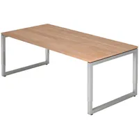 Bümö Schreibtisch Nussbaum, Silber, Nachbildung,Nussbaum, Rechteckig, 200x74x100 cm, FSC