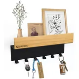 Schlüsselbrett Holz mit Ablage, Wand Schlüsselhalter, Schlüsselboard mit 6 Haken, Multifunktionales Schlüssel Organizer, Schlüsselregal Modern, Schlüsselkasten für Eingangsbereiche Flur Schlafzimmer