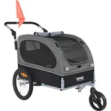 Vevor Hundeanhänger 40 kg 2in1 Fahrradanhänger Kohlenstoffstahl + 600D Oxford-Gewebe + PP faltbar 1470 x 720 x 780 mm als Anhänger 1530 x 720 x 825 mm als Kinderwagen Hundebuggy Jogger Anhänger